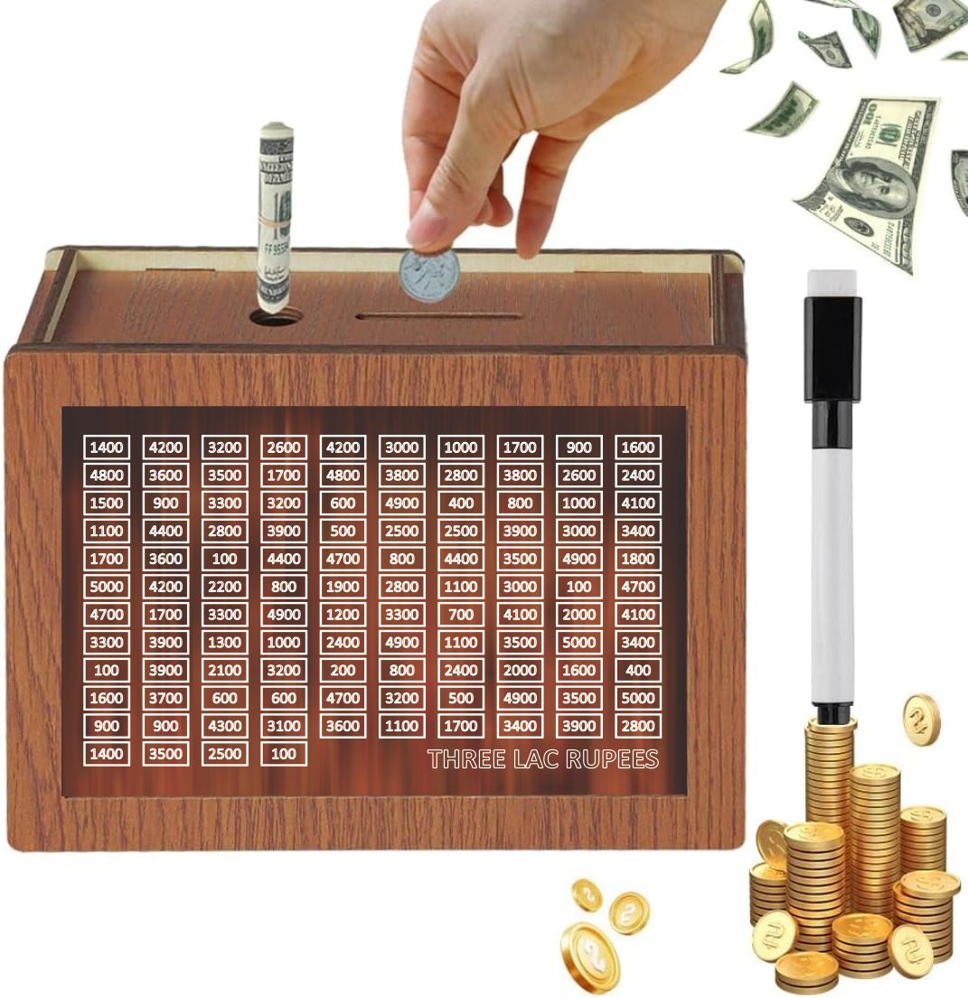 Wooden Digital Money Saving Box β Save Rs. 3 Lakh | Smart Coin Bank with Counter | Eco-Friendly Piggy Bank Pakistan
