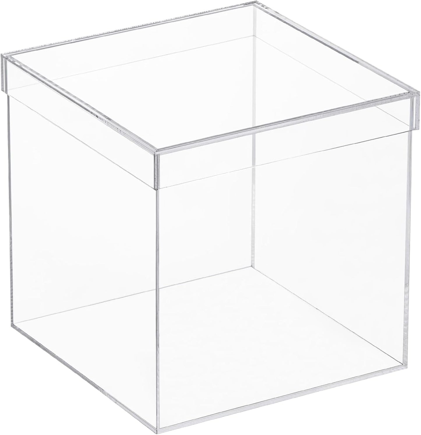 Clear Acrylic Square Cube Plastic Box, Plastic Rectangle Cube Containers with Lid, Storage Boxes 7.9x7.9x7.9 Inches for Tiny Jewelry Beads, Coins, Craft...
