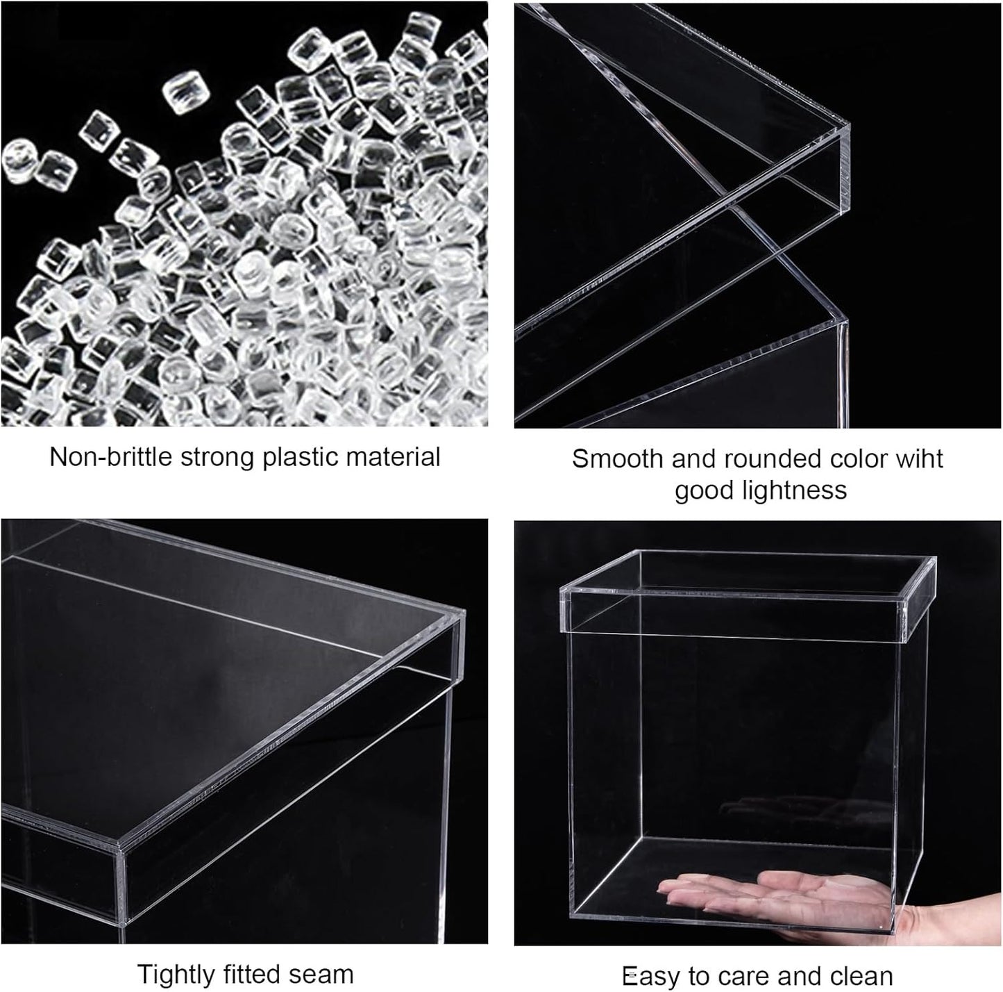 Clear Acrylic Square Cube Plastic Box, Plastic Rectangle Cube Containers with Lid, Storage Boxes 7.9x7.9x7.9 Inches for Tiny Jewelry Beads, Coins, Craft...