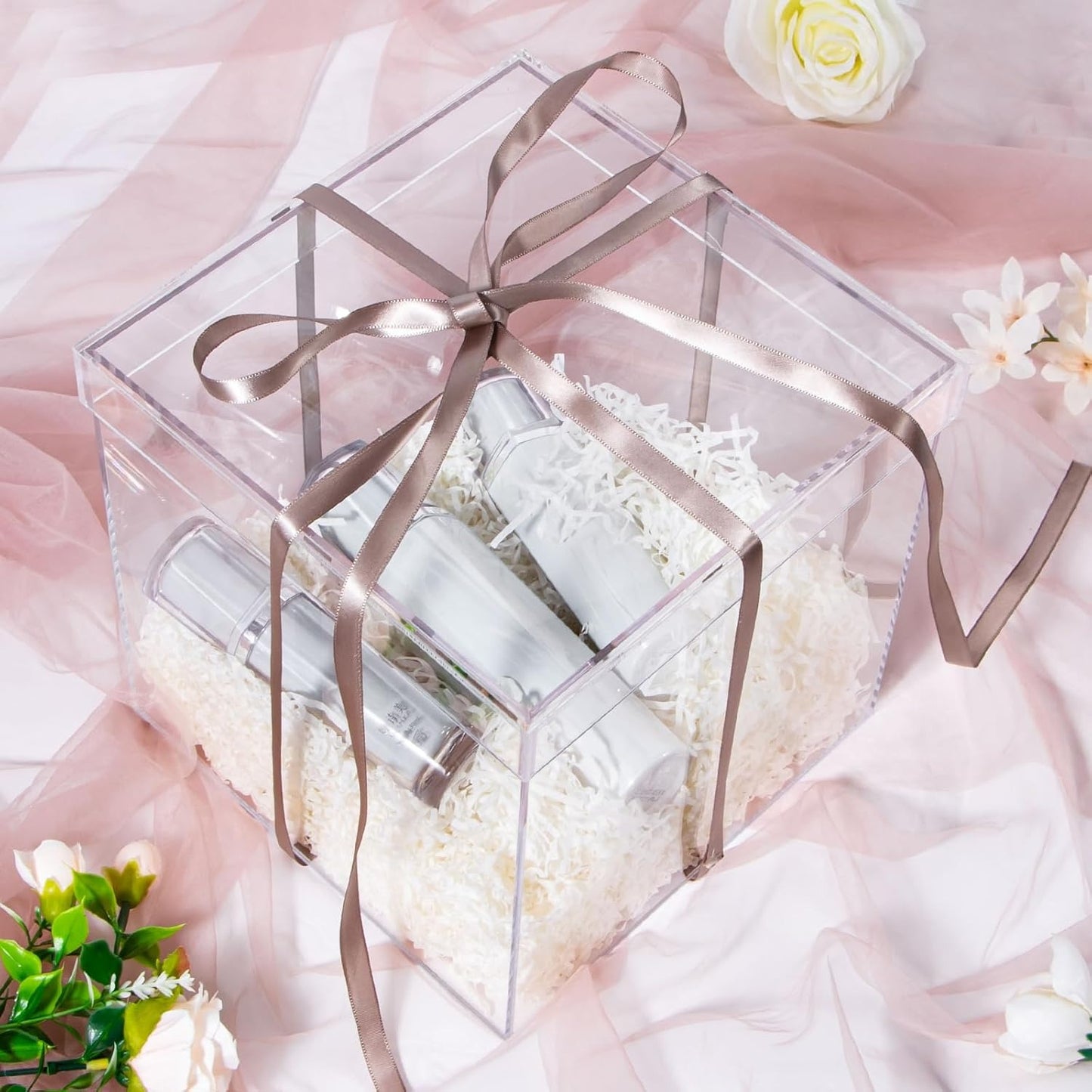 Clear Acrylic Square Cube Plastic Box, Plastic Rectangle Cube Containers with Lid, Storage Boxes 7.9x7.9x7.9 Inches for Tiny Jewelry Beads, Coins, Craft...