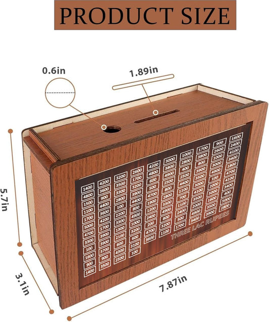 Wooden Digital Money Saving Box – Save Rs. 3 Lakh | Smart Coin Bank with Counter | Eco-Friendly Piggy Bank Pakistan